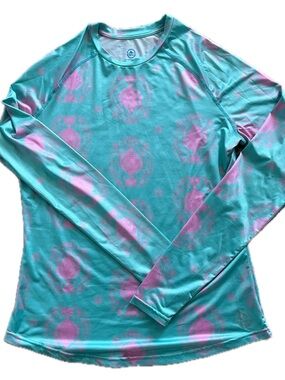 Long-Sleeve Rash Guard Top - Aqua Pink